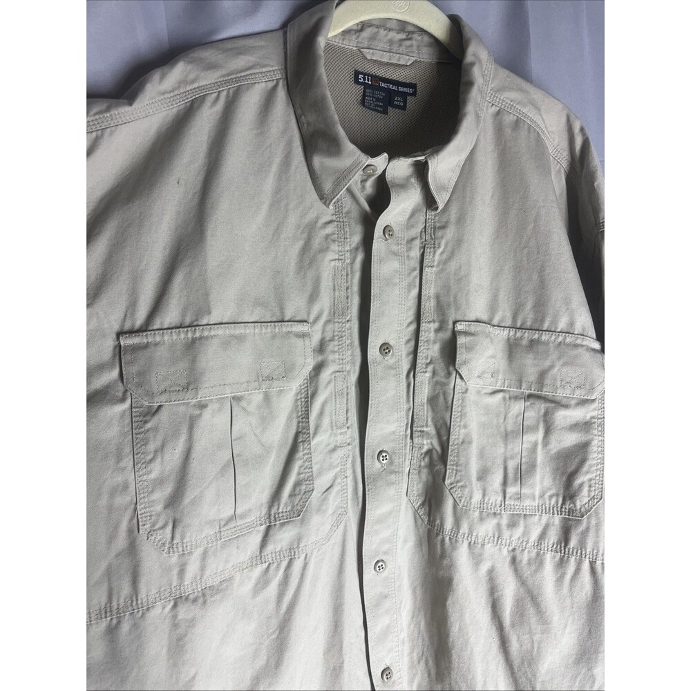 5.11 Tactical Series Mens Khaki Conceal Shirt Vented Button Up 72157 Sz 2XL - Picture 8 of 8